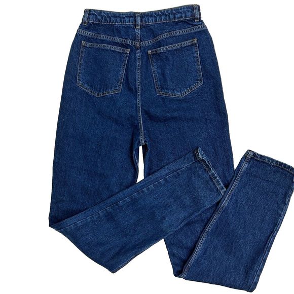 NWT Asos Mom Jeans High Rise Dark Wash Wash Blue Denim Women's Tall 28 x 38 Sz 6 - Picture 3 of 9